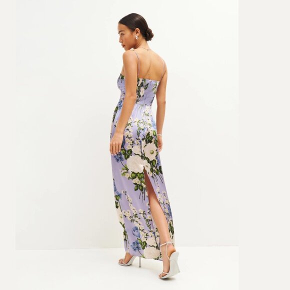Reformation Frankie Silk Dress in Garden Soiree - Picture 4 of 12